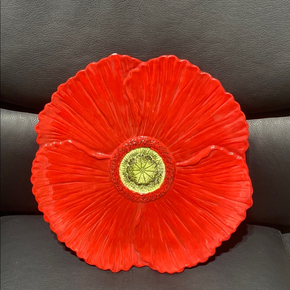 Red Floral Decorative Plate